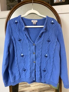 Northern Reflections Periwinkle Cable-Knit Button Cardigan